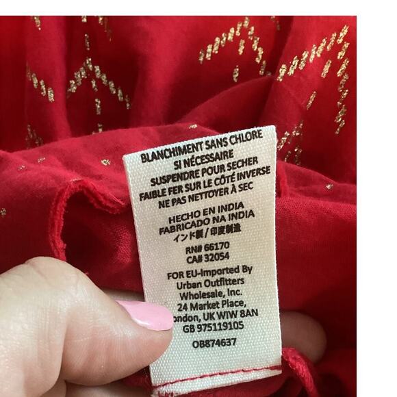 Free People Womens Poet Blouse Size Large Peasant Top Western Red Boho Festival - Picture 11 of 11